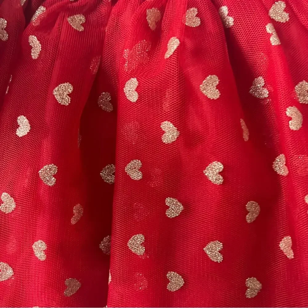Max Studio Kids Matching Red and White Love Heart Skirt and Long Sleeve Tee